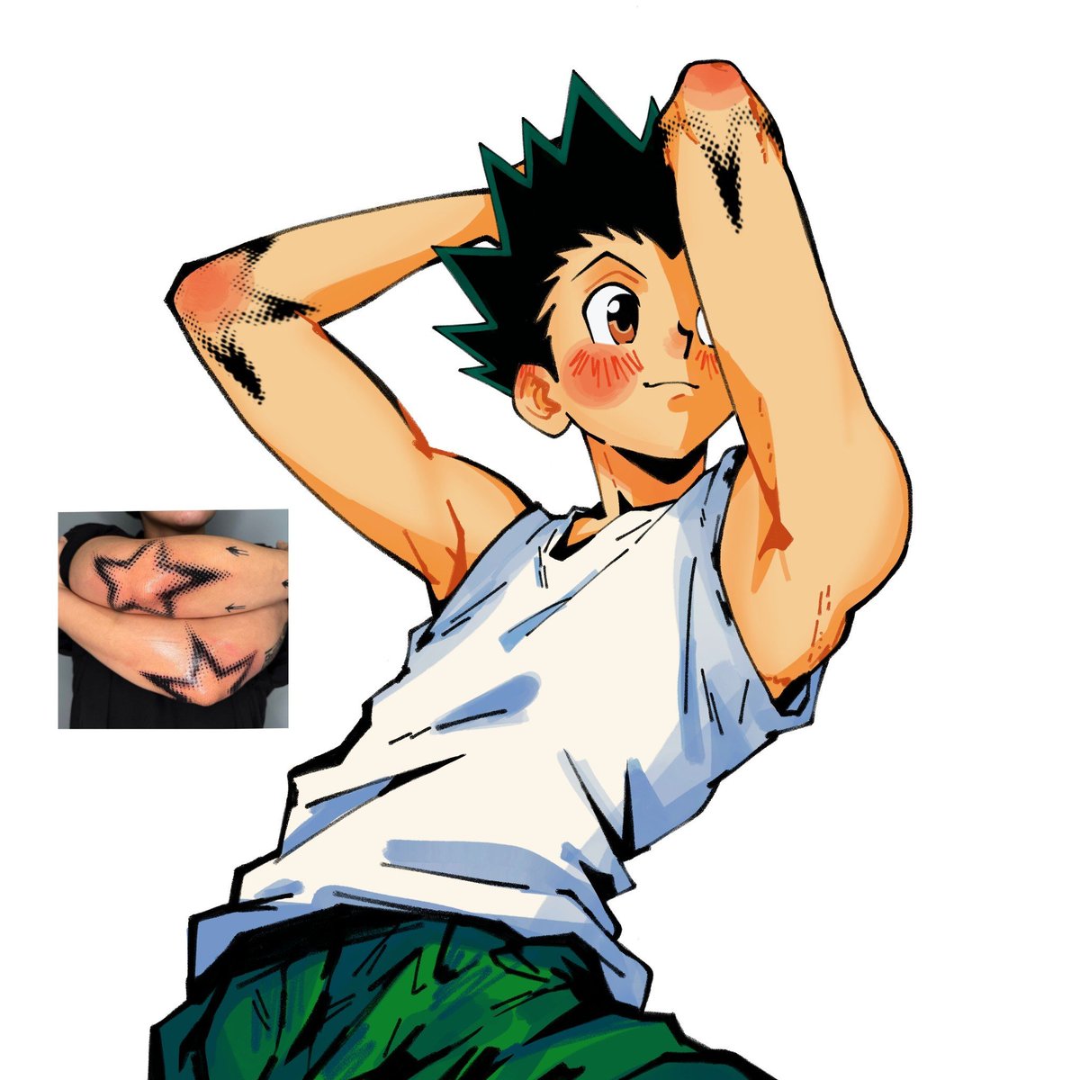 calevvine's tweet photo. what if Gonโs into tats?
#hxh #gonfreecss #hunterxhunter #fanart https://t.co/5DktEdrwsP