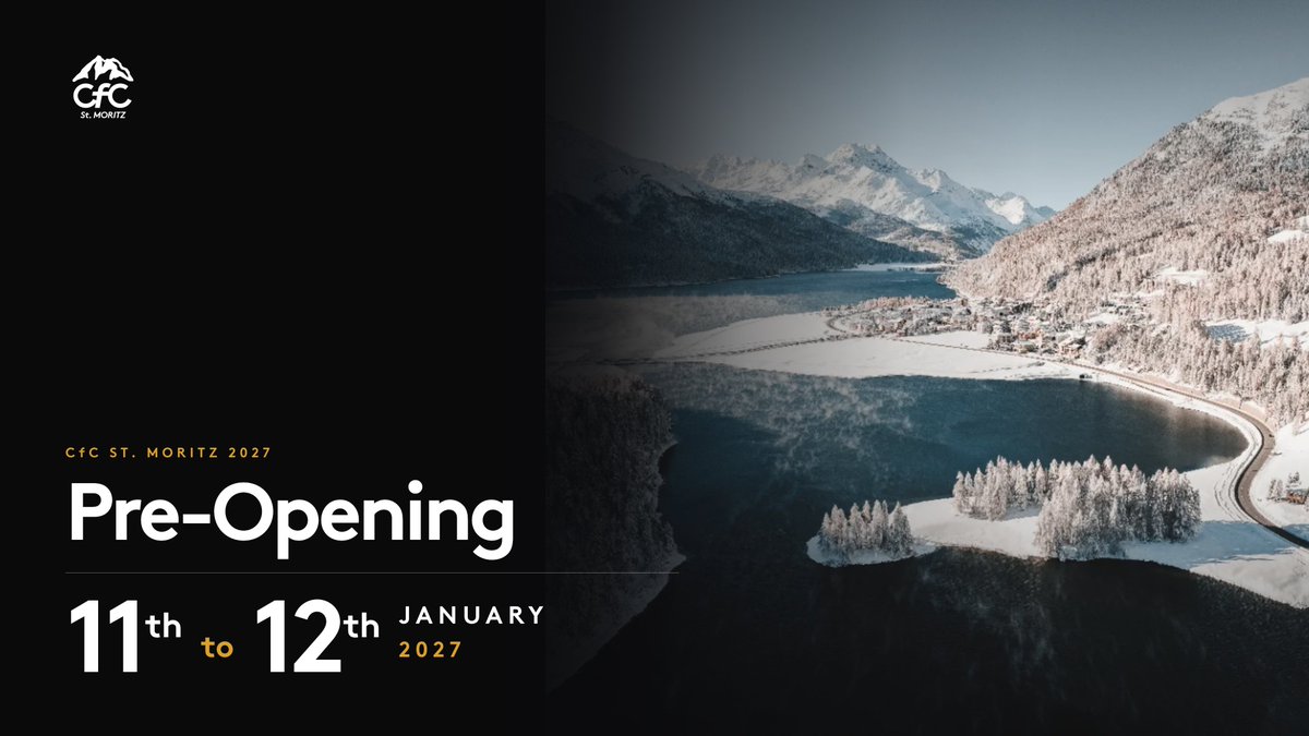 cfcstmoritz's tweet photo. The #cfcstmoritz Pre-Opening returns Jan 11th to 12th, 2027.
๐ฟย Curling, skiing, yoga & more.
Adjust to the altitude before the conference begins, not during. https://t.co/tWlyDmkvep
