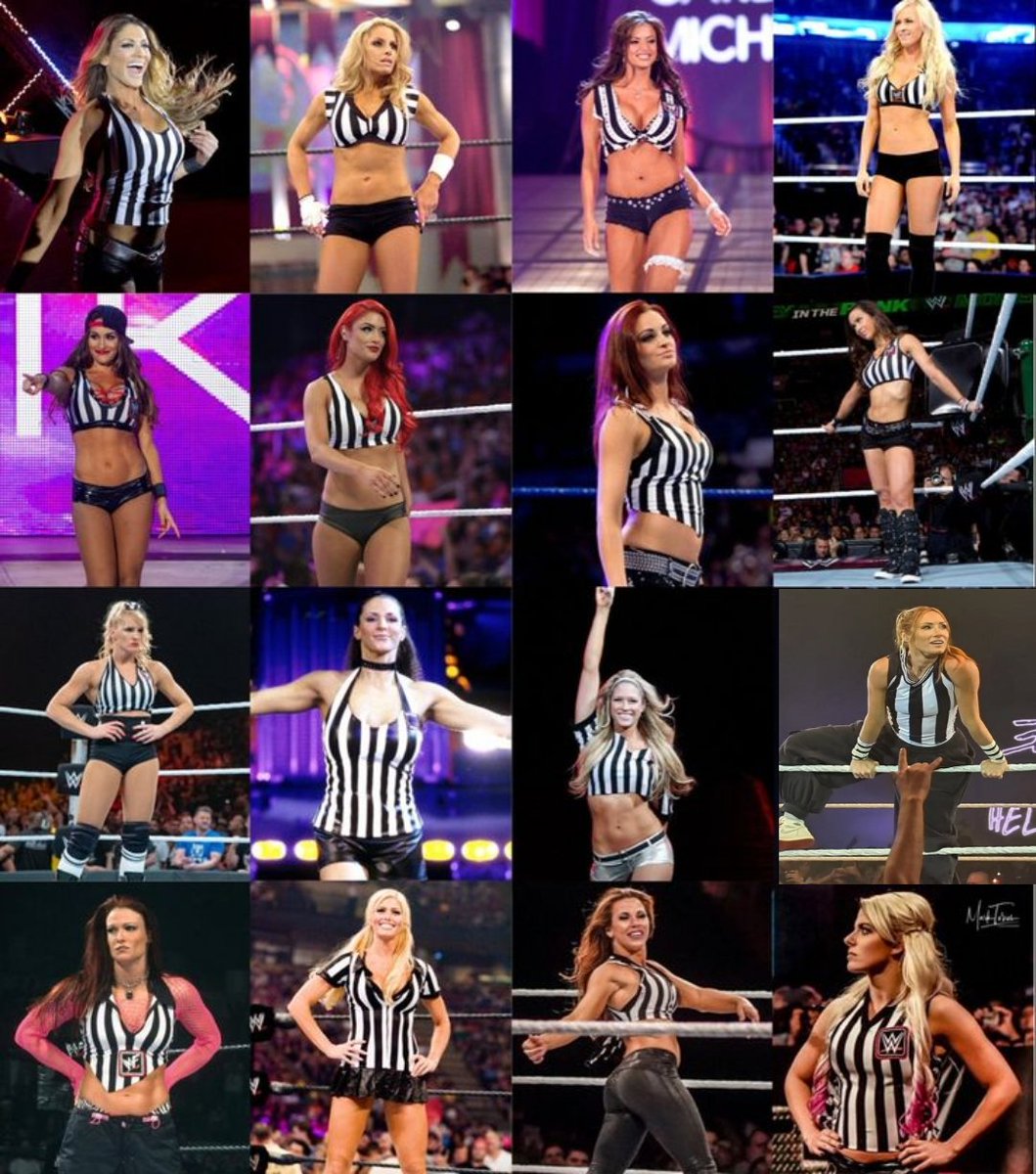 kunwarabhi7's tweet photo. Which WWE Diva was your favorite as a special guest referee?🤔👇 

And be honest… who had the best referee look? 😂😁 https://t.co/NMv3bEDrPm