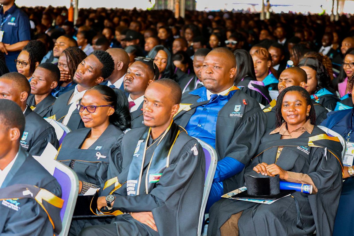 edmnangagwa's tweet photo. As your President and Chancellor, I am immensely proud to preside over the 32nd Graduation Ceremony of the National University of Science and Technology (NUST). 

Today, we celebrate the remarkable academic achievements of 2,570 graduands—comprising 1,363 males and 1,208 females—who have earned their diplomas, degrees, and higher distinctions.Among these exceptional minds, we are physically capping 221 graduands, including five distinguished Doctor of Philosophy (PhD) holders who will lead our nation's research frontiers. 

We also warmly congratulate our 19 international graduands from Botswana, Eswatini, Mauritius, the DRC, and Zambia, alongside three resilient graduands living with disabilities who have proven that determination knows no bounds. 

As we celebrate, we also pause to honour the memory of three graduands being awarded posthumously, whose legacies remain part of the NUST family.This graduating class represents the driving force behind Zimbabwe’s modernization and industrialization strategy. Through innovative skills development and higher education excellence, these young leaders are fully equipped to build our nation and impact the global stage.

Congratulations to the Class of 2026! Makorokoto! Amhlophe!