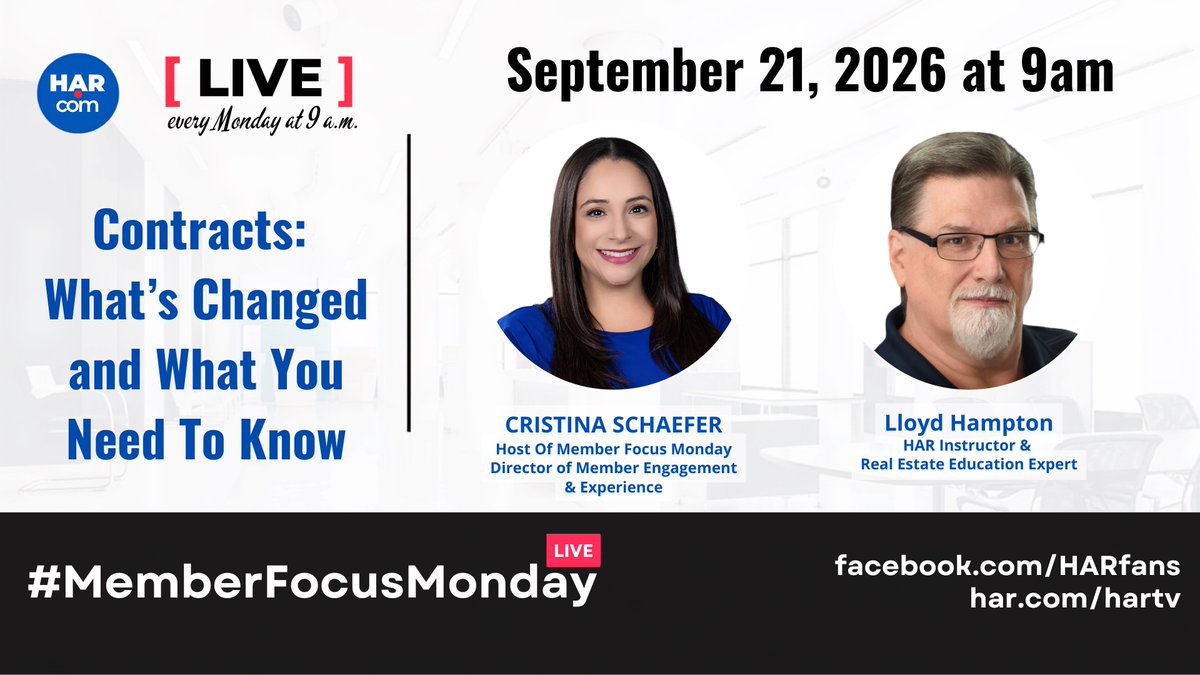 HARMembers's tweet photo. Contracts are at the heart of every transaction, and even experienced REALTORS® can get tripped up by the details. Join us as we chat with Lloyd Hampton to break down recent changes and what you need to know to navigate contracts with confidence. Tune in on Facebook or YouTube! https://t.co/cxU6cddx0P
