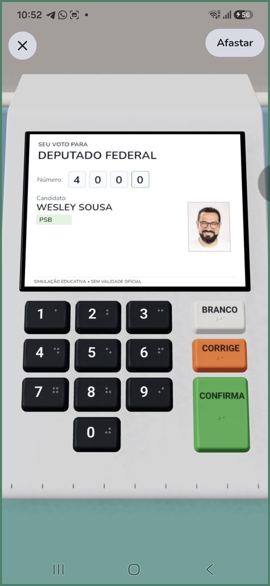 _Carlos_Jonas_'s tweet photo. Baixei um simulador de urna, tô treinando até na calculadora pra não esquecer que  é 4️⃣0️⃣0️⃣0️⃣ pra federal!
No dia 4 de outubro vou apertar essa urna tão forte que @WesleySousaMA
Vai sentir a dedada onde ele estiver. https://t.co/KWz2qBcBIV
