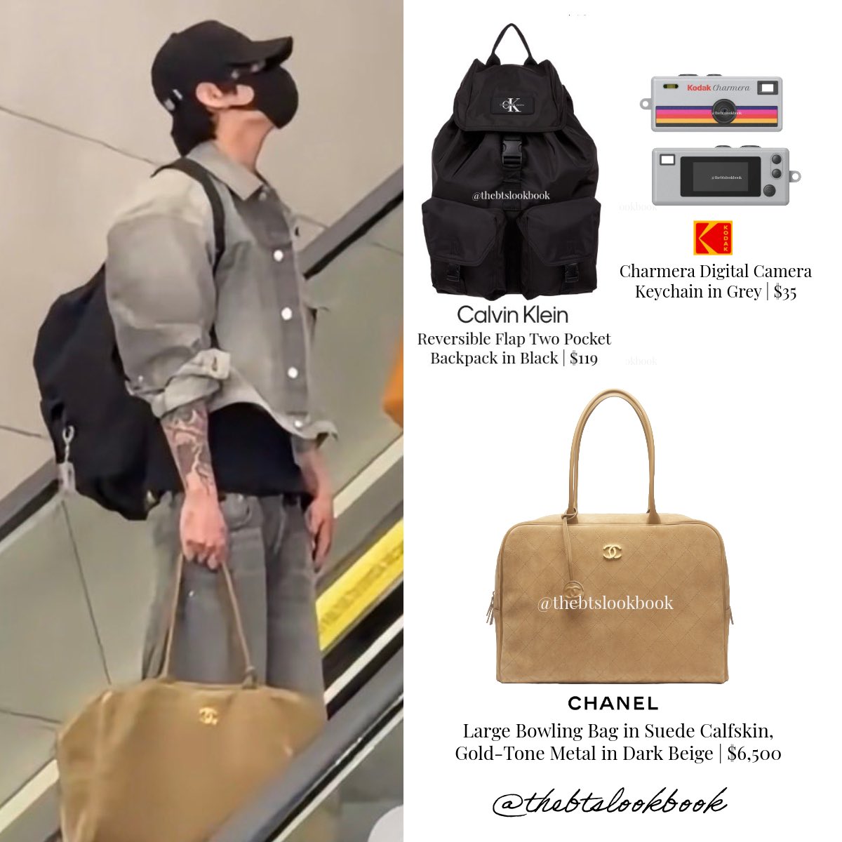 thebtslookbook's tweet photo. Jungkook wore a @CalvinKlein “Tokyo Denim Set, Cap and Backpack”, Balenciaga “Venom Mules”, @Kodak “Charmera Keychain” and @CHANEL “Large Bowling Bag”
#jungkook #jeonjungkook
#jk #정국 #BTS #thebtslookbook #방탄소년단 #jungkookstyle #btsstyle #Chanel #CalvinKlein https://t.co/MXsOyN6cBF
