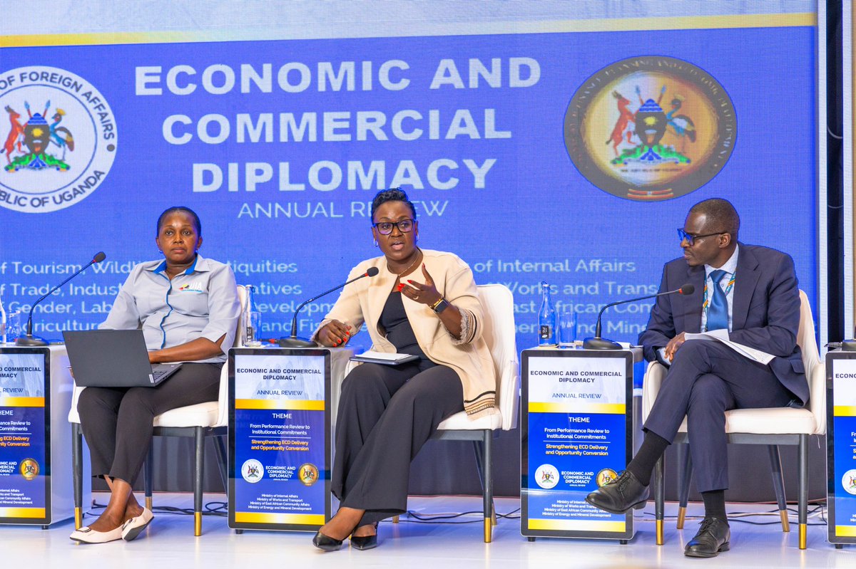 UgandaMFA's tweet photo. #ECD ANNUAL PERFORMANCE REVIEW 

The afternoon session features a technical approach towards investment attraction, deal structuring, investor follow-up, Science, Technology and Innovation (STI) transfer and strategic partnerships, focusing on practical approaches to identifying and engaging prospective investors, structuring bankable investment opportunities and strengthening follow-up to move leads from initial interest to concrete deals. 

The session also examines how Uganda can leverage international partnerships to facilitate technology and knowledge transfer, foster innovation and build strategic collaborations that contribute to sustainable investment, industrial development and broader economic growth.