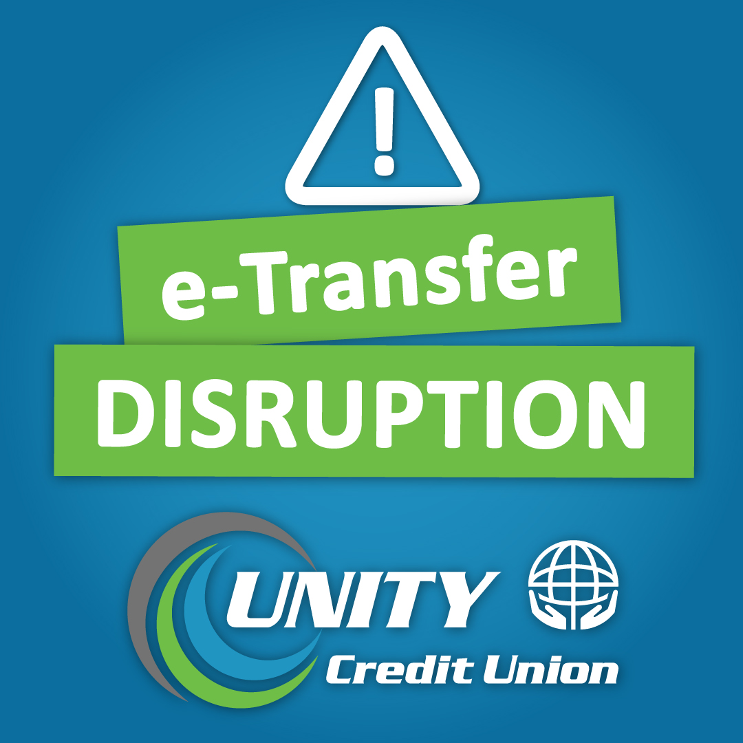 UnitySkCU's tweet photo. ⚠️ ATTENTION MEMBERS: Interac e-Transfer® services will be temporarily unavailable from 10:00 PM on Friday, September 18, until 4:00 AM on Saturday, September 19 for scheduled maintenance.

We apologize for the inconvenience. https://t.co/cISxnM21L0