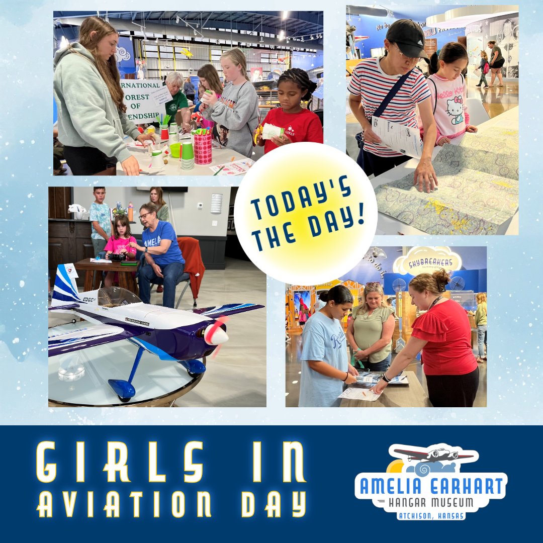 AEHangarMuseum's tweet photo. Today's the Day! Girls in Aviation Day 2026 is officially here and we couldn't be more excited. 

See you at the Hangar!

#AmeliaEarhart #GirlsInAviationDay #WomenInAviation #AEHangarMuseum https://t.co/IPBdxzDY5Q