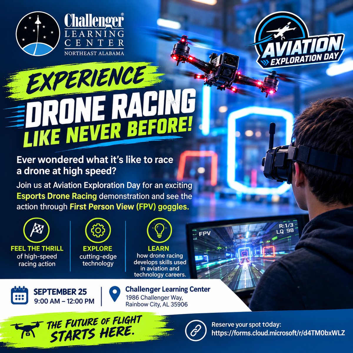powerupedu's tweet photo. 🏁 Experience high-speed Drone Racing at Aviation Exploration Day! 🚁 Join us Sept 25, 9 AM–12 PM. 🔗 Reserve now: https://t.co/nL5W2a8NDa #AviationExplorationDay #DroneRacing #FPV #STEMEducation #AviationCareers https://t.co/MtTETjAOKn