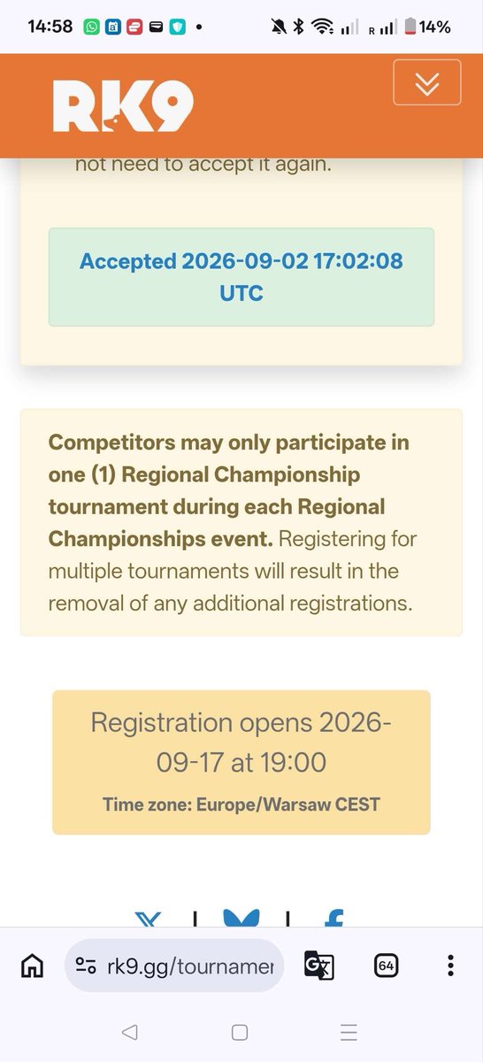 JaffaDee1987's tweet photo. I’ve not seen an announcement anywhere but wave 2 for Gdansk Regionals is this evening at 6pm UK time.

Noticed it was scheduled and a friend who is trying to register has checked.

Good luck to those looking to get in during wave 2! https://t.co/8Tv4SLSLtW
