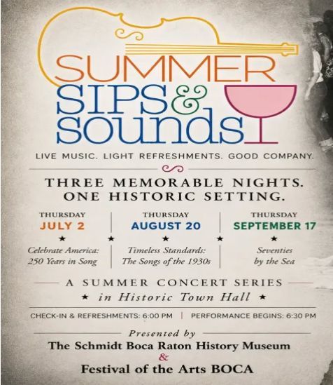 XplorePalmBeach's tweet photo. Today - Summer Sips &amp; Sounds at Boca Raton History Center in Boca Raton. Info at https://t.co/CbMLi7p1lH https://t.co/6SXDoGsrze