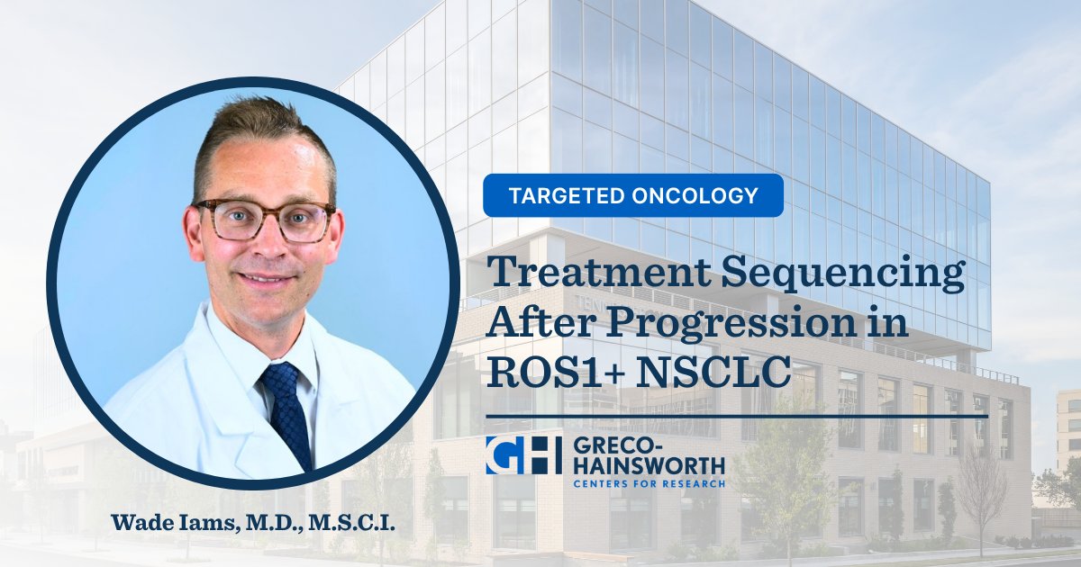 GrecoHainsworth's tweet photo. Dr. Wade Iams, Director of Lung Cancer Research, discusses treatment sequencing after progression on a prior ROS1 inhibitor in ROS1+ NSCLC.

Watch the full discussion to learn more about treatment sequencing in ROS1-positive NSCLC. 🔗 https://t.co/pjpLQv6Qb2 https://t.co/PfyY10r4SK