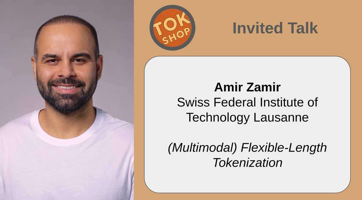 tokshopMeeting's tweet photo. 🎙️ Excited to announce our second invited speaker: Amir Zamir @zamir_ar, Assistant Professor at EPFL!

Talk: "(Multimodal) Flexible-Length Tokenization"

Looking forward to a talk that pushes tokenization beyond text 👀 https://t.co/Q1Ig3Polsj