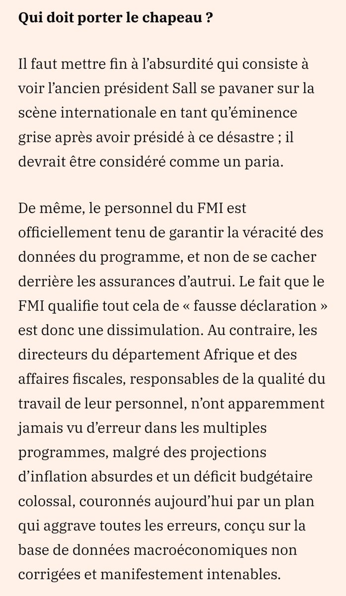 Kingoftaobli's tweet photo. Le gouvernement de Macky Sall n'a pas trompé le FMI, ils sont bel et bien complices.

Le FMI n'a t-il pas encensé sa gestion et ses performances économiques?

Je vous invite à lire l'article de Peter Doyle l'ex économiste en chef du FMI  europe.

👇🏿👇🏿👇🏿
https://t.co/2nCYQn6AfS https://t.co/ZYZrvXIa2B