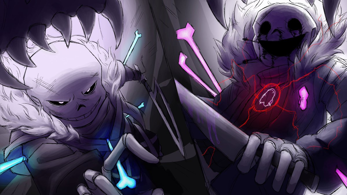 SIXEARZ6's tweet photo. Sans sexyman poll went crazy this year
Underverse redraw in celebration of the final round
Underverse and Cross by @jaelarteo 
Killer by @rahafWabas 
#killersweep #undertale #undertaleau #killersans #crosssans #underverse https://t.co/zR6h3WHuOl