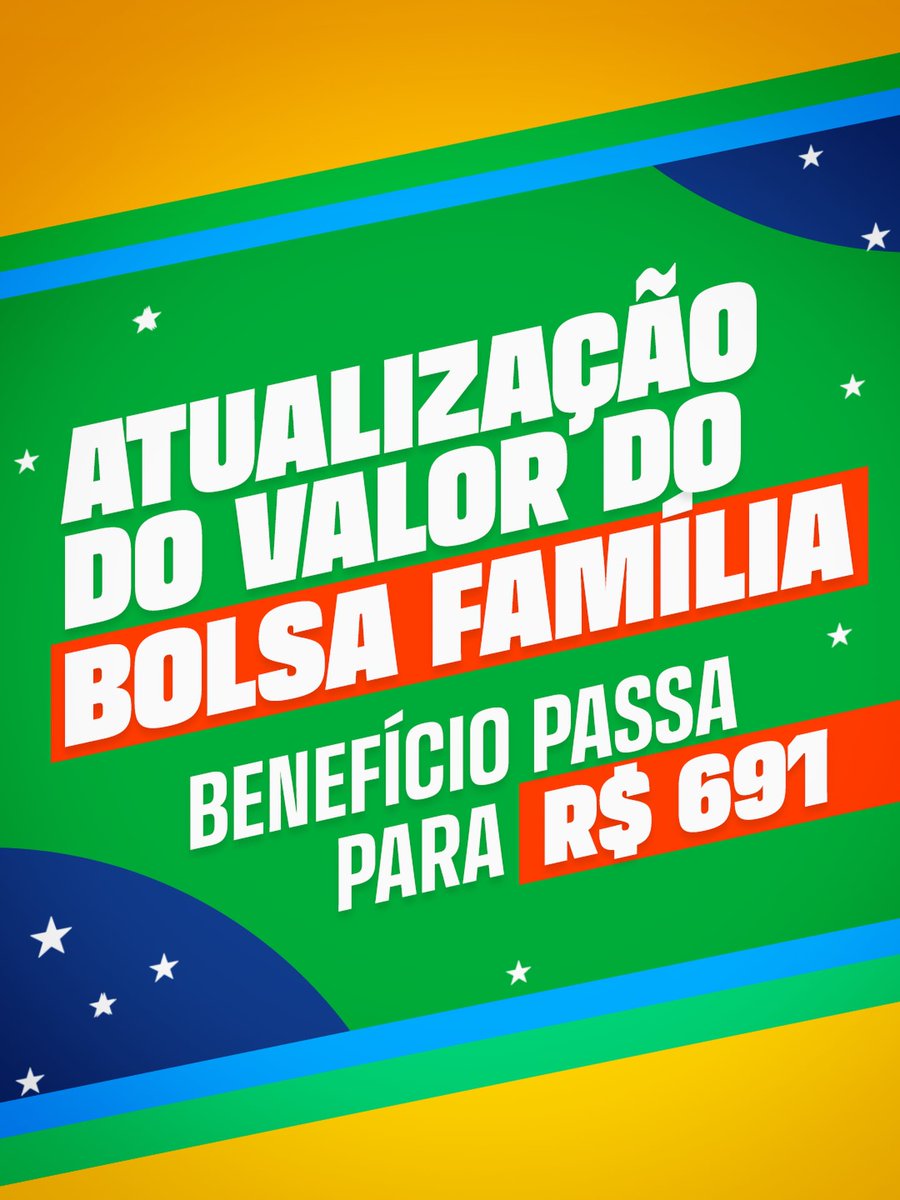 LulaOficial's tweet photo. O Bolsa Família vai ser reajustado em 15% para recompor a inflação e proteger o poder de compra das famílias brasileiras. O benefício mínimo passa de R$ 600 para R$ 691. 

É o Governo Federal cuidando de quem precisa, combatendo a fome, reduzindo a pobreza e criando condições para que milhões de brasileiros tenham mais renda, oportunidades e uma vida melhor. 🇧🇷