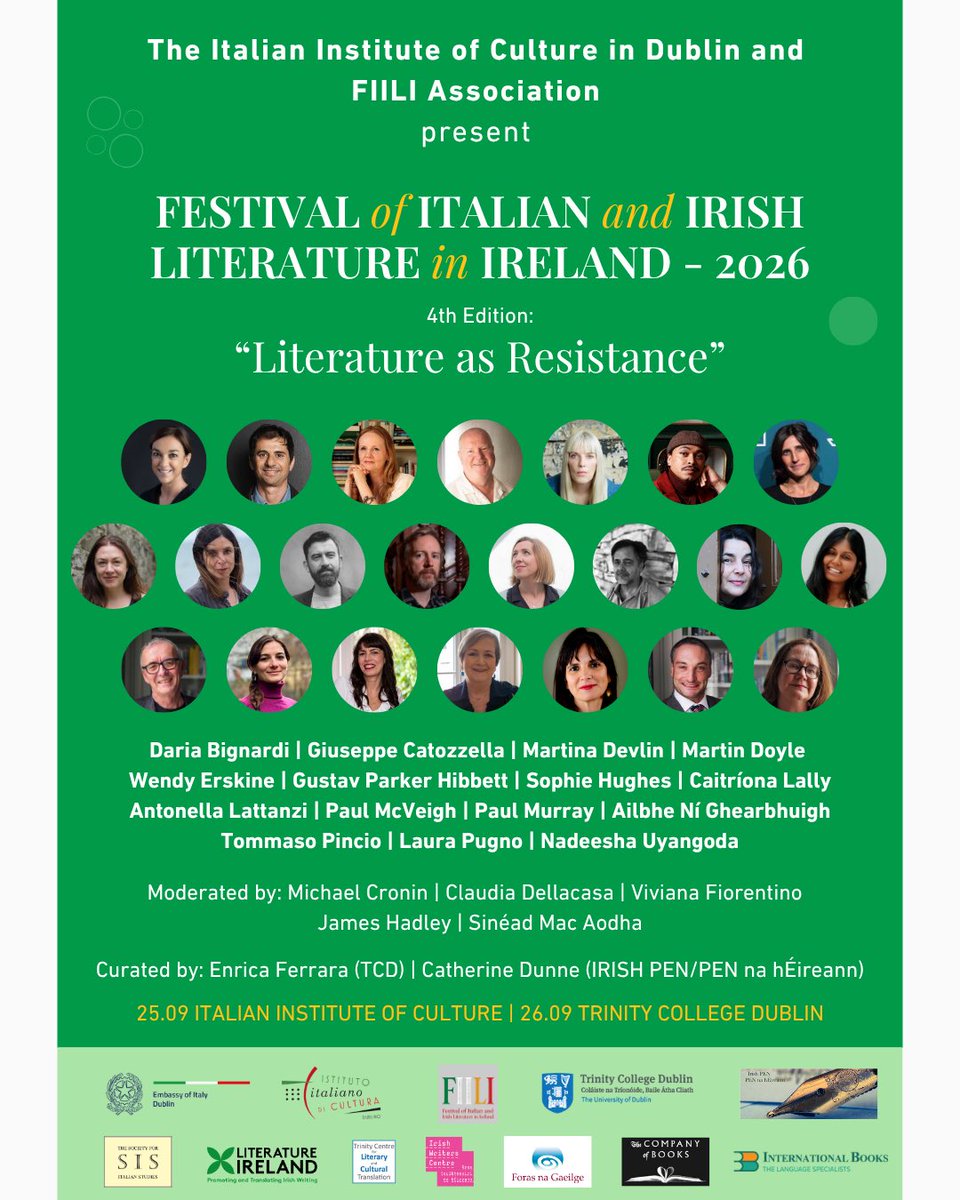 TCD_AHSS's tweet photo. FIILI - Festival of Italian and Irish Literature in Ireland 2026: Literature as Resistance
Dates: Friday 25 to Saturday 26 September 2026
Learn more: https://t.co/HMmoqYFtCD
Also: https://t.co/ukPKXk6IYO
#tcd #italianliterature #irishliterature #trinitycollege #dublin https://t.co/a1fuhdHBDd