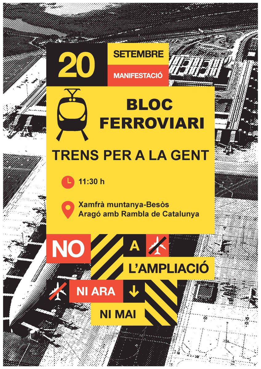 defensemR3's tweet photo. Els trens van fatal, però sembla que la prioritat és l'aeroport!

👉🏼 Aquest diumenge 20 de setembre, vine al bloc ferroviari de la manifestació contra l'ampliació de l'aeroport!

🕦 11:30 h
📌 Xamfrà muntanya-Besòs d'Aragó amb Rambla Catalunya (Barcelona) https://t.co/83PMh2e8jv