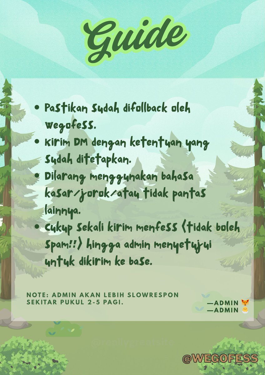Wegofess's tweet photo. Hai, hai 👋🏻 dengan Wegofess di sini 😆

Yeorobuns~ bisa simak dengan saksama, ya, postingan di bawah sebelum mengirim menfess 👇🏻👇🏻 https://t.co/kuKOtkgA9m