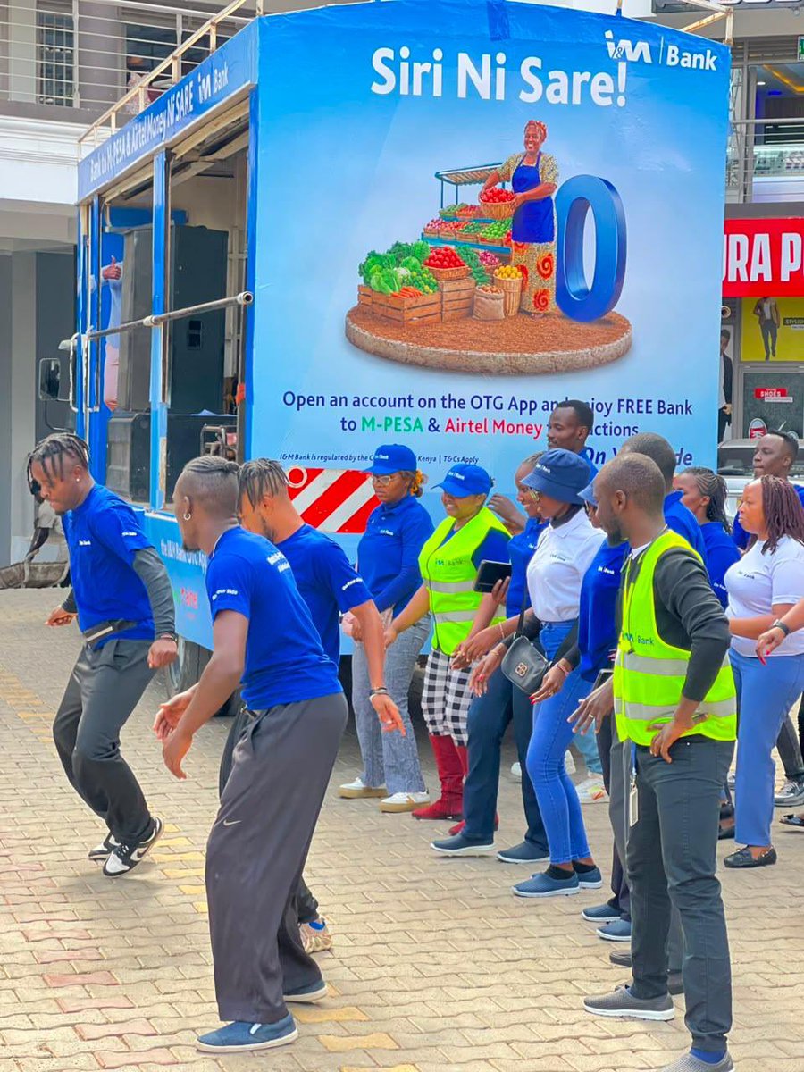 imbankke's tweet photo. Today, #SiriNiSare hit the streets of Kabati Market, Kalundu Market and Kwa Vonza, bringing the energy, fun and benefits of smarter banking directly to traders and business owners.

Through engaging market storms and one-on-one conversations, we showed traders how a Personal or SoloBiz Account gives them access to free bank-to-M-PESA and Airtel Money transfers.

And getting started is easy. With the I&M Bank OTG App, you can open an account in less than 5 minutes.

From merchandise and practical tools that support everyday trade to payment solutions such as Lipa na I&M Bank, we are going beyond banking to empower the people who keep our markets moving.

Your hustle. Your progress. Your side. #SiriNiSare #OnYourSide