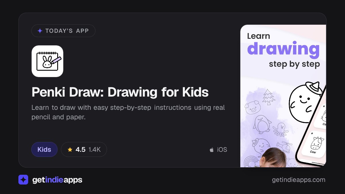 getindieapps's tweet photo. Today's App: Penki Draw: Drawing for Kids — Learn to draw with easy step-by-step instructions using real pencil and paper.

Kids · iOS

https://t.co/MTMuxNKl1d https://t.co/HcXNzLmuD7