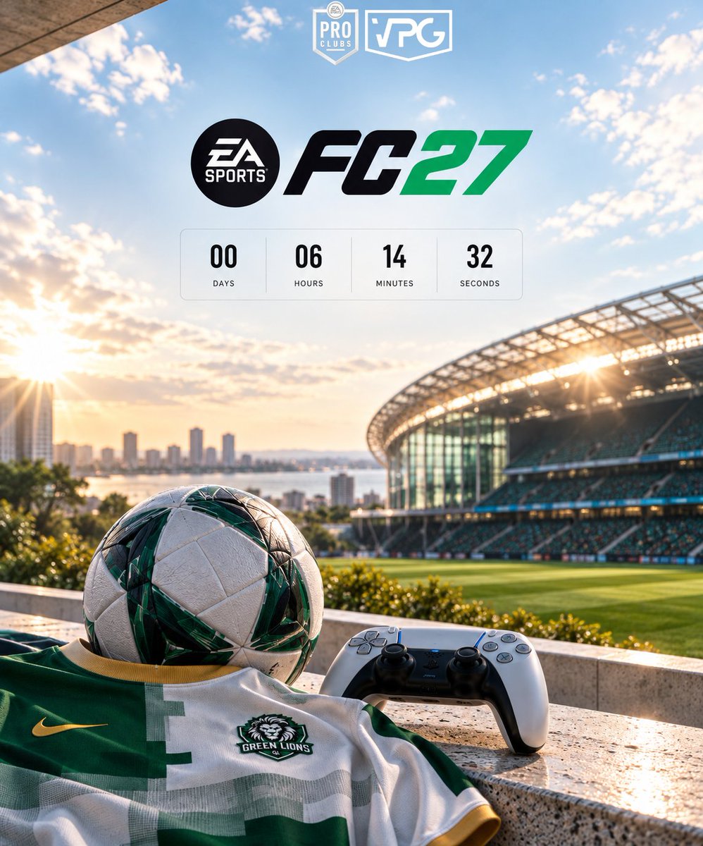 green_lions_'s tweet photo. The wait for FC27 has officially reached the point where you check the countdown more often than the actual time. ⏳

Xbox players have already moved to New Zealand. 🇳🇿
Meanwhile, those of us on PS5 are, as always, taking the hardest path - the path of suffering. 😂
Not long to go now. Let’s see what EA has prepared for Clubs this year. 👀

See you on the pitch. 💚🤍
https://t.co/8JJv4wAaYc

#FC27 #VPG #ProClubs #eafc