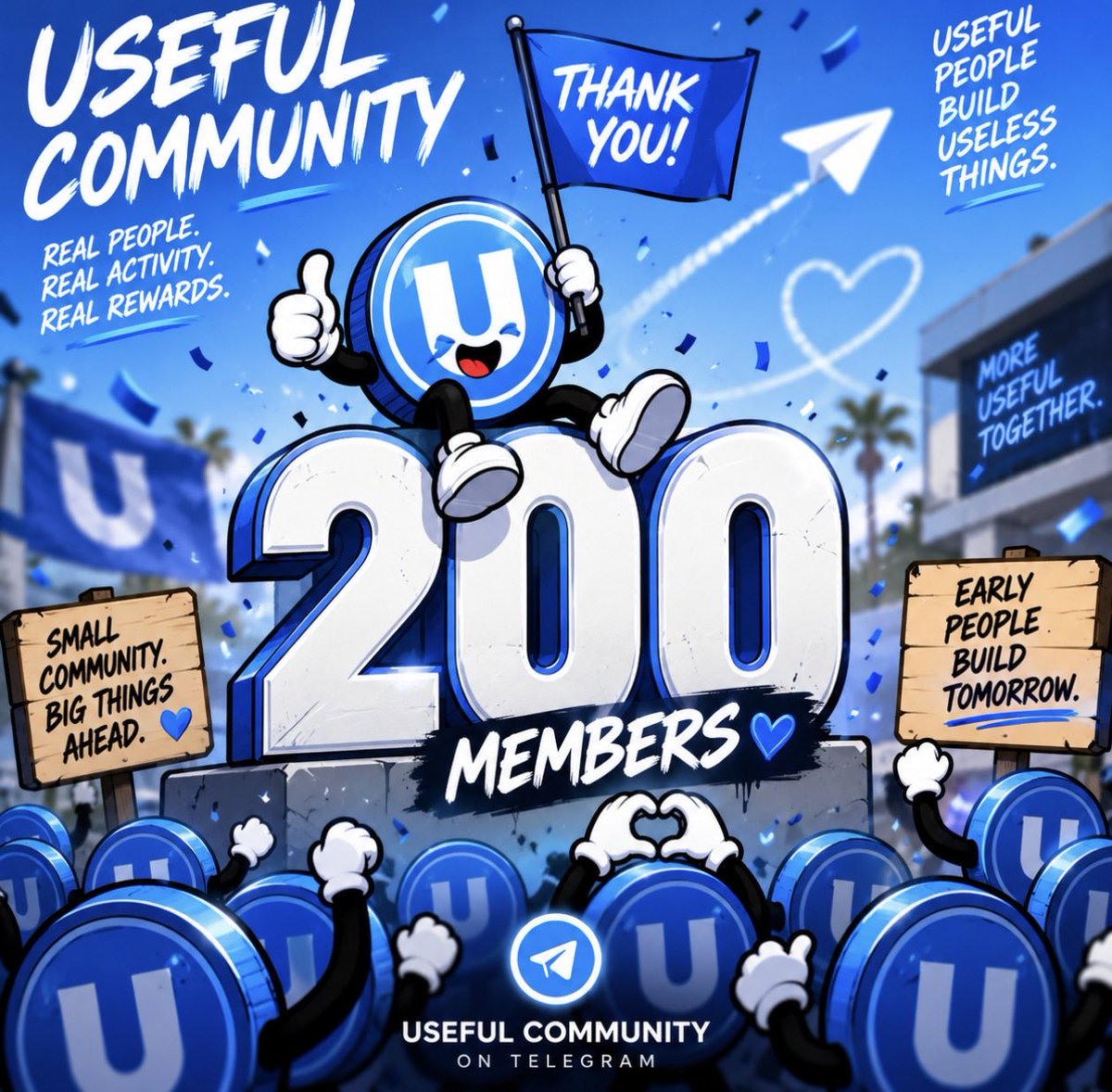 Skully_rw's tweet photo. 🔵 200 MEMBERS 
AND WE’RE JUST GETTING STARTED.

The solana:GWTP6M5bxhaJ1k2Kxvf8hhYaHE6jZMhh4cKzFuCpnc83 Telegram community just crossed 200 members.

No paid hype. No empty promises. Just a growing community digging into the mechanics, sharing research and building together.

Real people. Real activity. Real rewards.

Thanks to every early member who joined, contributed and helped spread the word.

200 today. Let’s see where this goes. 🔵

Useful people build useless things.

$USEFUL × $USELESS