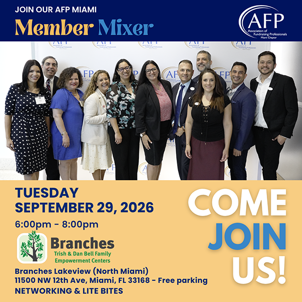 AFPMiami's tweet photo. Let’s mix, mingle, and make connections!

AFP Miami’s next Member Mixer is coming up on Tuesday, September 29, at @BranchesFL Lakeview (North Miami) office.

https://t.co/ZdNok6ed5j

#AFPMiami #BranchesFL #MemberMixer https://t.co/o199VlbCXX