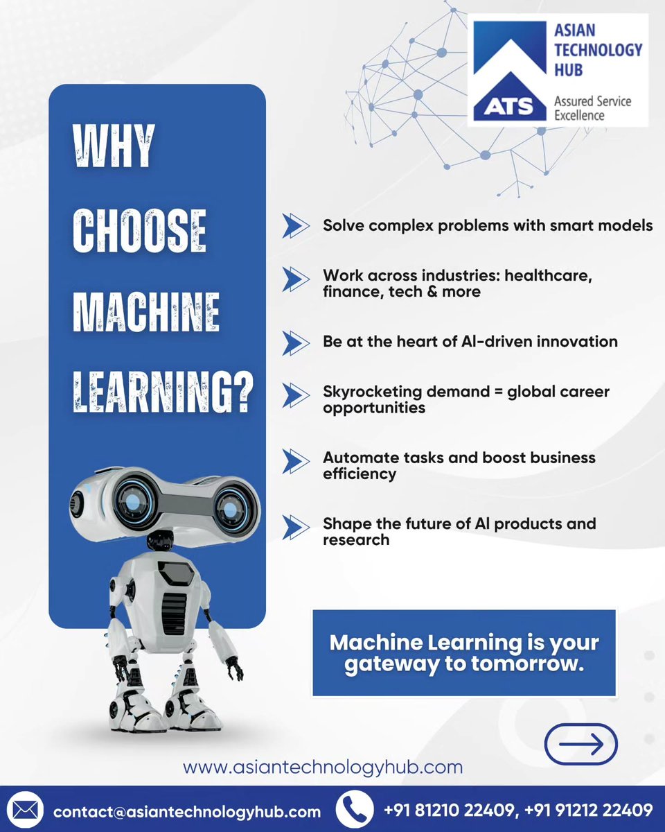 DominickAiuuj's tweet photo. Master Machine Learning with Asian Technology Hub. Turn your data passion into a high-demand career through hands-on training in Hyderabad. Learn Python, AI models, data handling, visualization, optimization and real-world projects. Register now. https://t.co/boWsedz7NE