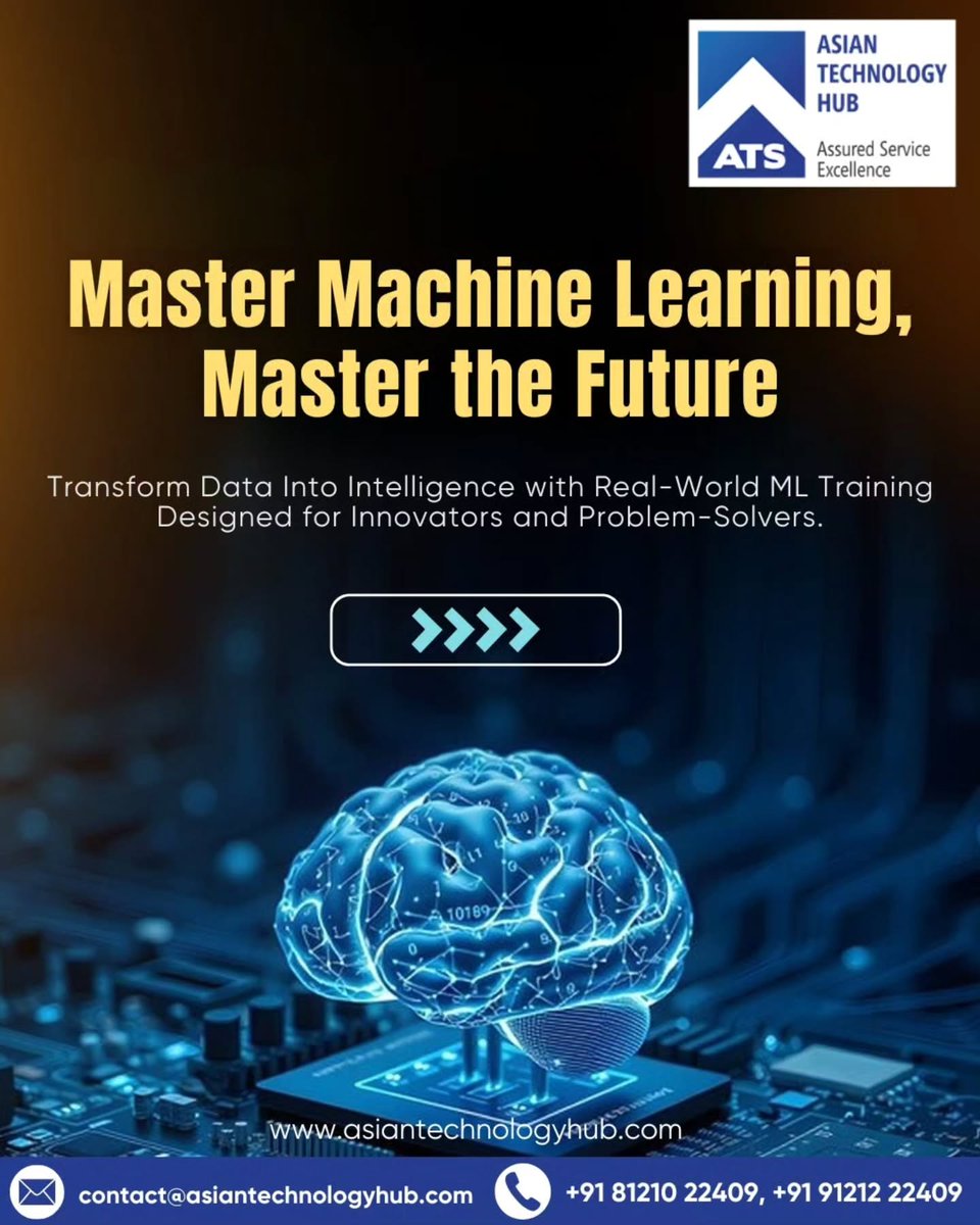 DominickAiuuj's tweet photo. Master Machine Learning with Asian Technology Hub. Turn your data passion into a high-demand career through hands-on training in Hyderabad. Learn Python, AI models, data handling, visualization, optimization and real-world projects. Register now. https://t.co/boWsedz7NE