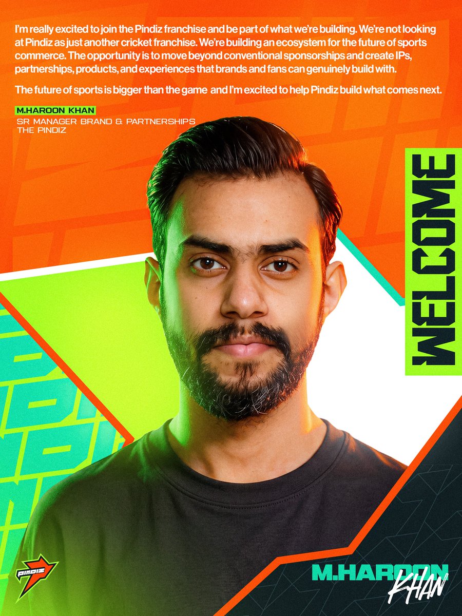 thepindiz's tweet photo. Welcome to the team, Haroon Khan!

Excited to have you on board as Sr. Manager Brand &amp; Partnerships, helping shape the next chapter of The Pindiz across brands, partnerships, products and experiences.

Here’s to building what comes next.

#MadeOfPindi #WeThePindiz https://t.co/jRjfQMgZ8u
