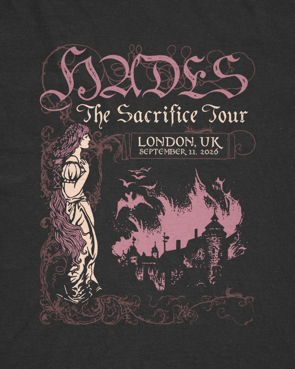 LlVlNGDECEASED's tweet photo. Closer look at the art used for "HADES: The Sacrifice Tour" t-shirts available at the merch booth and the official website. 🩶

📸: artwithmanh on Instagram https://t.co/5J39Uv9NJ4