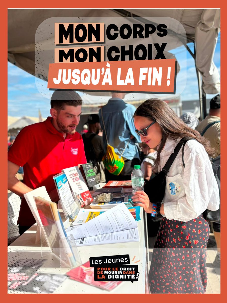 ADMDFRANCE's tweet photo. 👏 Merci aux @jeunesadmd qui ont tenu le stand de l’#ADMD à la #FeteDeLHumanite !

💛 Énergie, conviction et échanges avec le public pour faire connaître notre action en faveur du droit de mourir dans la dignité.
#FinDeVie #SoinsPalliatifs #AideAMourir https://t.co/7TCztlqATw