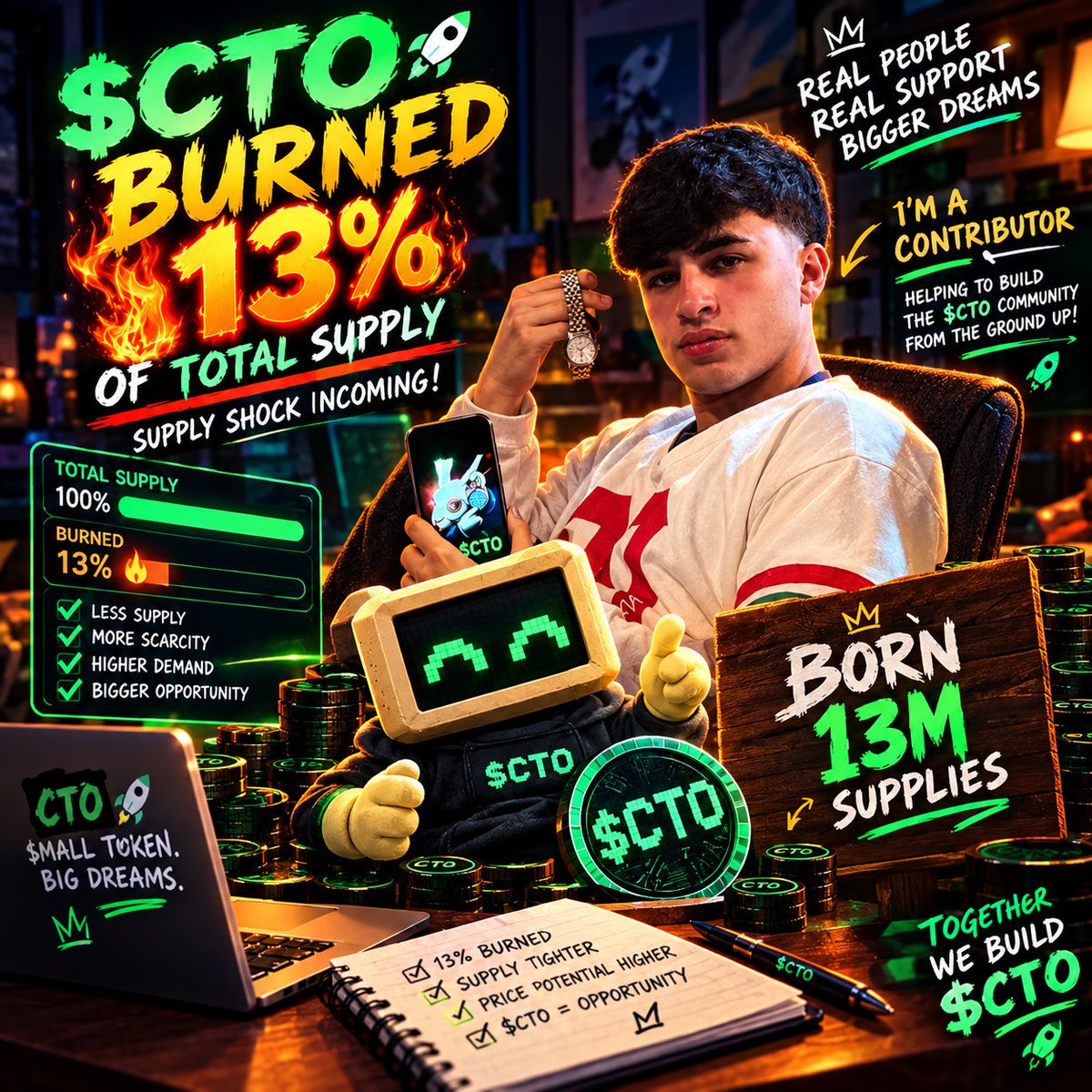 Muhammad_Degen's tweet photo. @MarcellxMarcell WHALE ALERT 🐋🔥
One of our whales just burned 13% of $CTO supply!

This is not just a burn, it's BELIEF.
We are not just holding, we are BUILDING a solid community brick by brick. @ctolabs
Less supply. Stronger community. Bigger future. 🚀 https://t.co/t8ZzFBz7cN