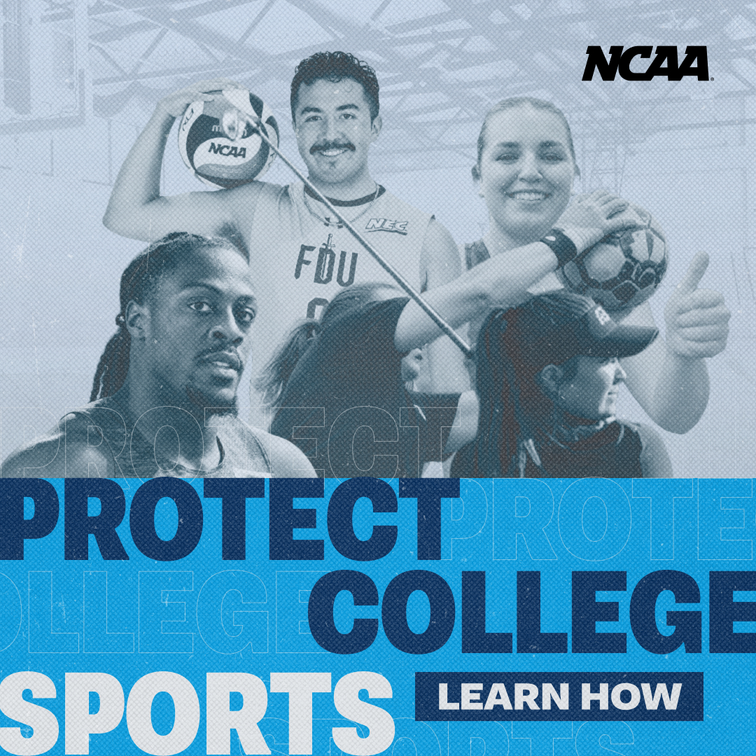 NCAA's tweet photo. Led by Senators Cruz and Cantwell, the PCSA is the only bipartisan path to stability for college athletics. Health care. Academic support. NIL rights. Learn how you can help.