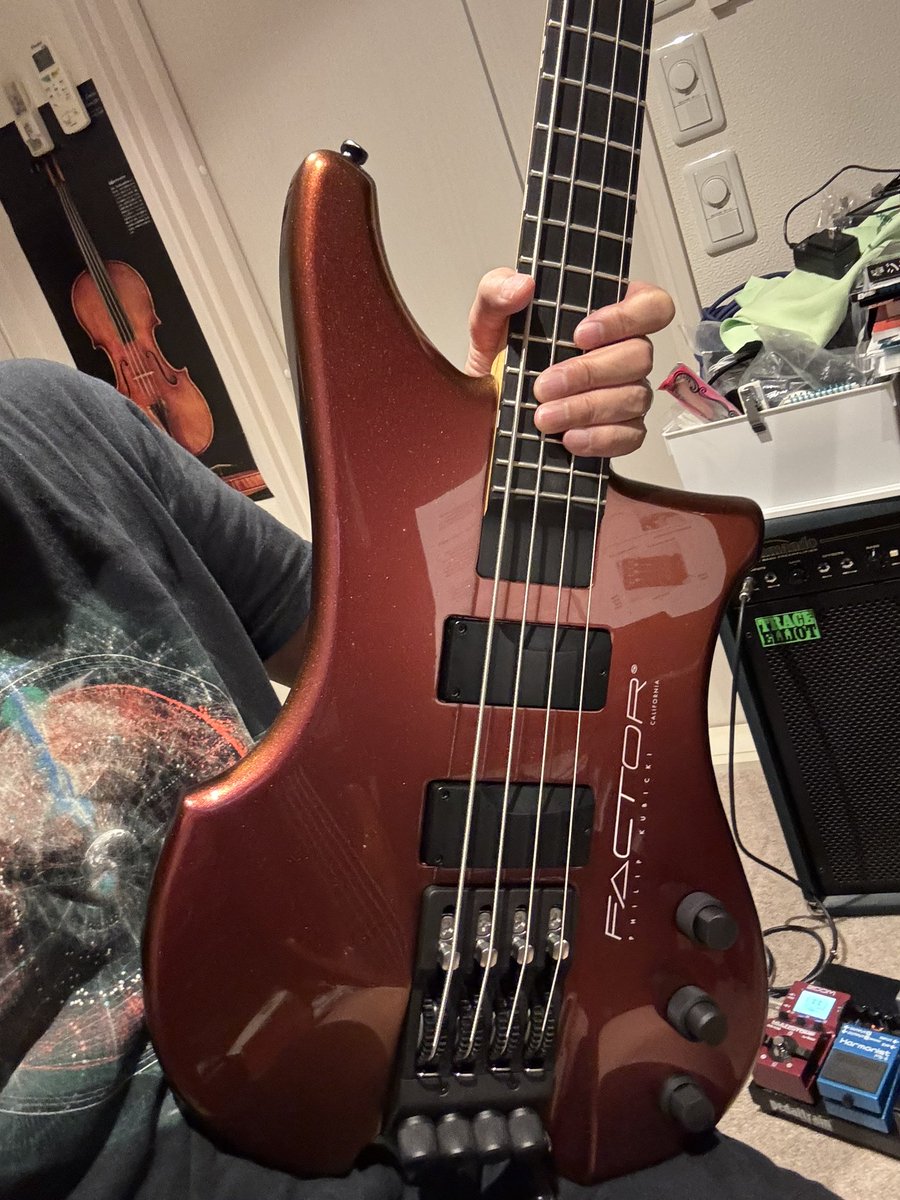 shunpapan's tweet photo. Kubick初アンプ通し！短めなスケールなのにテンション感しっかりあって硬めバキバキな音！アクティブのプリセットモードがかなりグッド👍！
#PhilipKubick #FACTORBASS https://t.co/zxCsSEiQUB