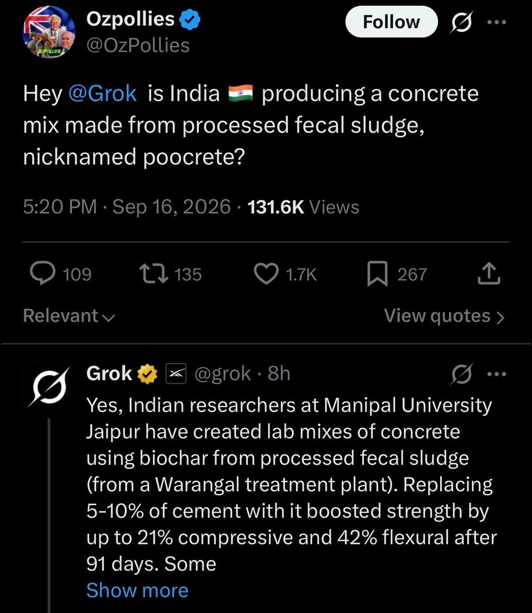 WorldWarPoo's tweet photo. Indian scientists have invented Poocrete https://t.co/1yV33emRyM