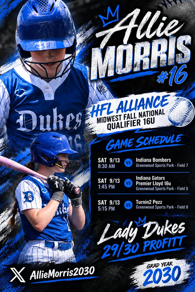 AllieMorris2030's tweet photo. We are heading to the HFL/Alliance Midwest National Qualifier this week. The competition is real! LET'S GO!

@ExtraInningSB @CoastRecruitsSB @gatorjack72 @TopPreps @SoftballDown @TOP_D1RECRUITS @UncommittedUTR @D1ProScouts @MaxPreps @SBRRetweets @LegacyLegendsS1 https://t.co/heBVYAQM8r
