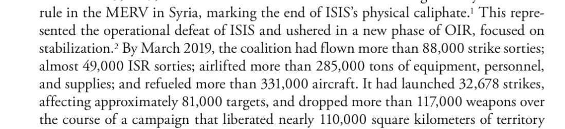 MIOPVA's tweet photo. 1. Much of the US war effort in this century to date was directed against ISIS, from 2003 to 2011 with ground ops, and from 2014 to 2021 through air and artillery strikes. https://t.co/xY1Lfg7fqC