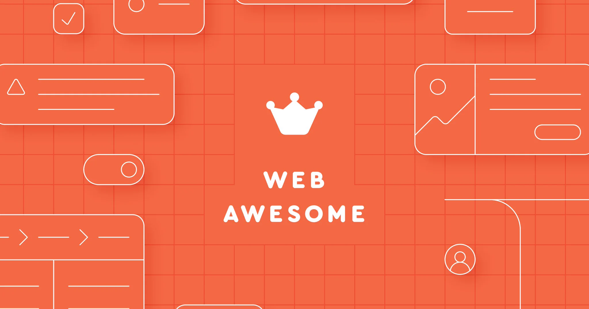 Web Awesome component spotlight card. Shows the rating component as a row of stars, with the code snippet and the headline "Star ratings, one tag."