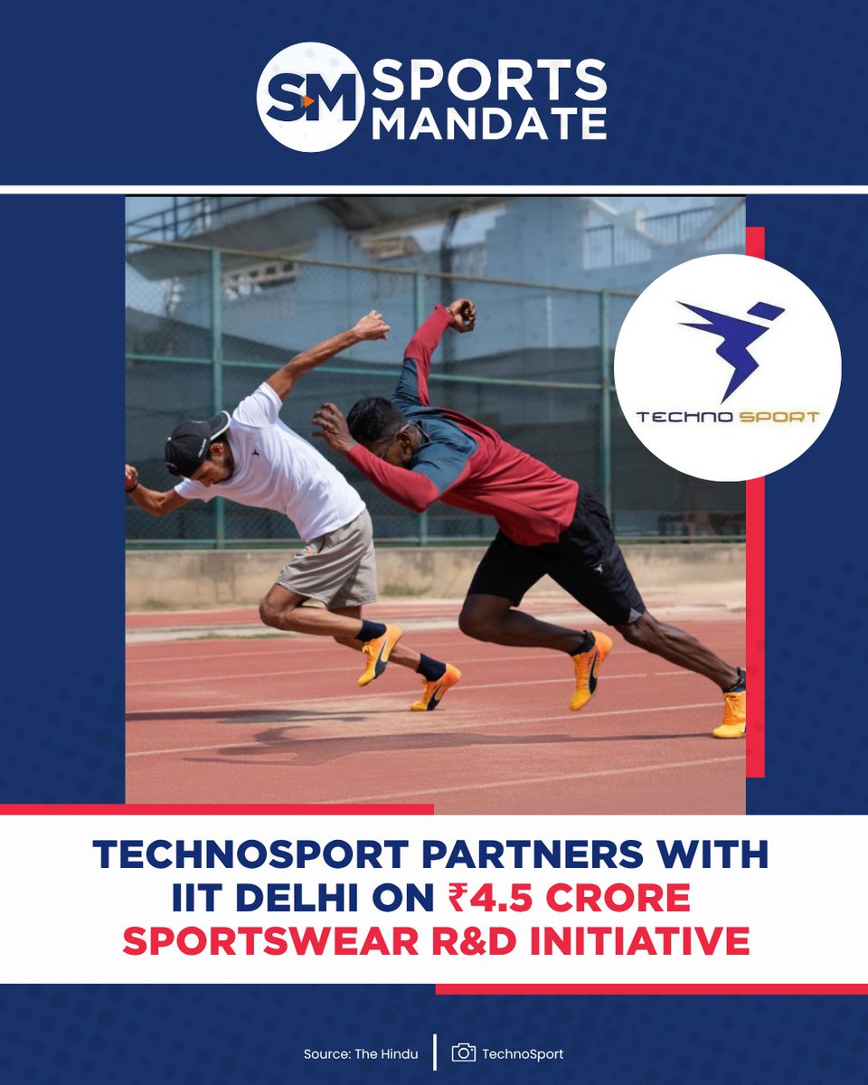 Sports_Mandate's tweet photo. TechnoSport has partnered with IIT Delhi to develop performance sportswear for Indian athletes, committing ₹4.5 crore over three years towards sports-textile research and product development.

#Technosport #iit #sportsnews https://t.co/JfiwyLmlF0
