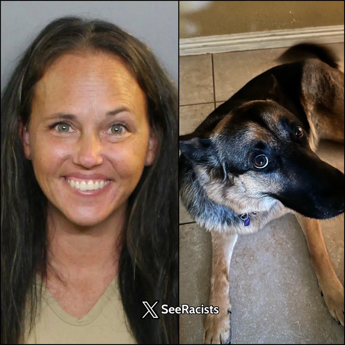 SeeRacists's tweet photo. 🚨 ANIMAL S*X CHARGE! A mom was charged with S*xually Assaulting the FAMILY DOG after her husband reviewed home cameras he installed to catch someone stealing from a coin jar and found video of her with the dog.

Her name is Malia Elizabeth Nummerdor.

The cameras were installed over missing money from a coin jar. Everyone in the house knew they were there. Deputies say the footage showed her with the family dog.

Her husband, Erik Nummerdor, posted the allegation on Facebook, then turned over screenshots and a laptop with the bedroom footage. Investigators say the video showed her partially nude with the dog positioned in a way consistent with sexual contact.

She is charged with a second-degree felony. Bond is $35,000. She was booked into the Charlotte County Jail.

THIS HAS TO STOP!!!!!!!!!!