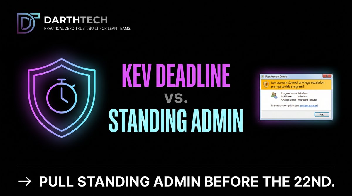 Darthtech_'s tweet photo. CISA gave federal agencies until Sept 22 to patch CVE-2026-81963 and CVE-2026-85880.
Both are privilege escalation to SYSTEM. Both are already being exploited.
Your bank isn't a federal agency. The deadline doesn't apply to you - the risk does.
#PatchTuesday #ZeroTrust https://t.co/QIG9S43gHp