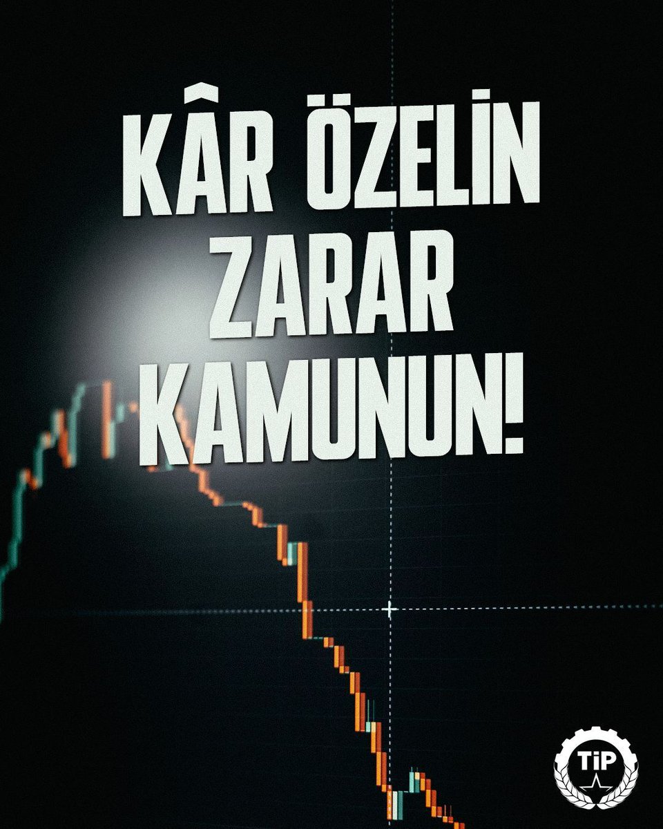tipgenelmerkez's tweet photo. Para emekçinin cebine girince “enflasyon”, sermayeye aktarılınca “istikrar”. Borsada, piyasada kâr eden hep patronlar, bedel ödeyen hep halk.

Patronlar sıkışınca kaynak bulunuyor, musluklar açılıyor, kamu imkânları seferber ediliyor. İşçiye, emekliye, öğrenciye gelince aynı nakarat:
“Kaynak yok. Bütçe disiplini. Fedakârlık şart.”

Mesele kaynak yokluğu değil, kaynağın kimin için seferber edildiği!