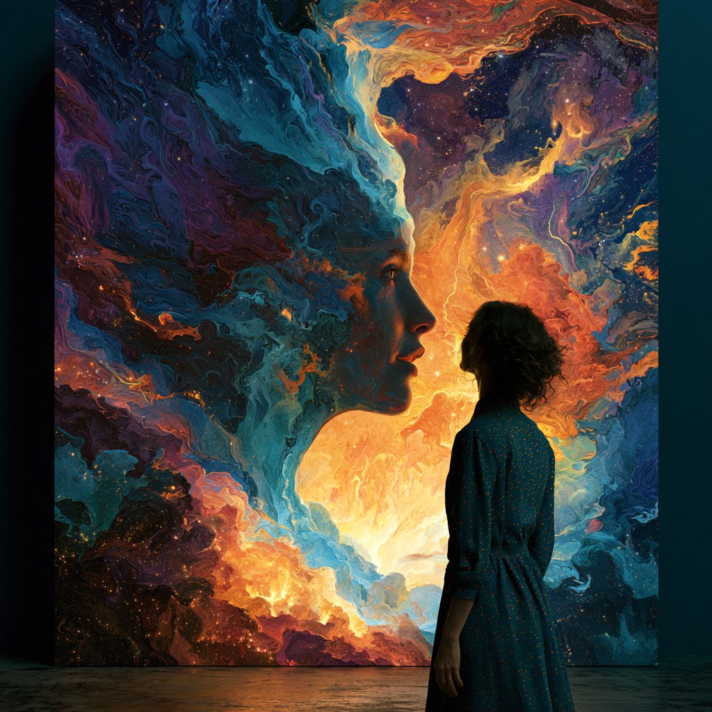 art_senger's tweet photo. **What if the next version of you is already waiting to be discovered?**

A meeting between who we are — and who we are becoming. ✨

Available as an NFT on OpenSea.

[https://t.co/E8lFrCbhaK]

#NFTArt #DigitalArt #Transformation #ContemporaryArt https://t.co/c9F78NzP7l