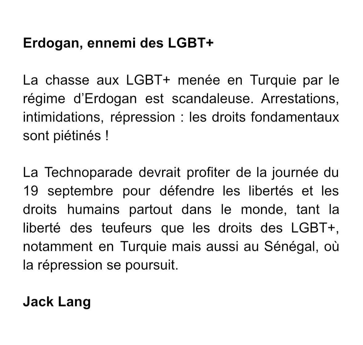 jack_lang's tweet photo. Erdogan, ennemi des LGBT+

#Turquie https://t.co/MCYG0UgEws
