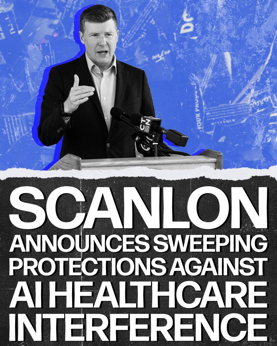 CTComptroller's tweet photo. I’ve been watching with concern the way AI has been influencing healthcare over the past year, and I’m not going to let it determine the care of the 270,000 people on the plan I run. Yesterday I announced we are putting the following safeguards in place to protect for our members, and next year I’ll work with the legislature to put them in place for all health plans in CT. 

✅ No AI-only denials. A human always reviews​
✅ No AI-only claim downcoding​
✅ Plan data won't train outside AI models​
✅ Members will be told when AI is used​
✅ Carriers must prove their AI is accurate & fair