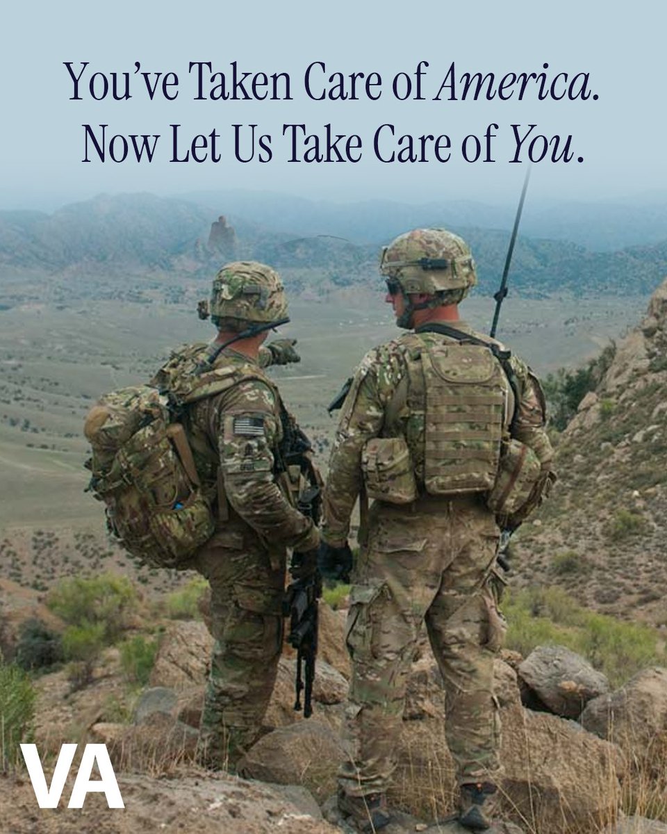 DeptVetAffairs's tweet photo. You took care of the mission. We’ll take care of what comes next. 

Your VA benefits are earned. Use them: https://t.co/05nlJD48A8 https://t.co/DTDYzWjt5z