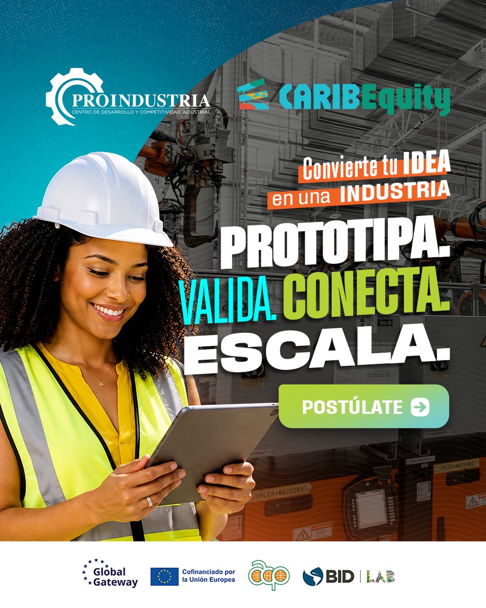 ProIndustriaRD's tweet photo. 📣¿Tienes un proyecto innovador?

El programa CARIBEquity es una iniciativa de nuestra institución, junto a BID Lab y la Unión Europea, creada para impulsar emprendimientos manufactureros innovadores en la República Dominicana #CARIBEquity #ProindustriaRD https://t.co/D6COBxM8ih
