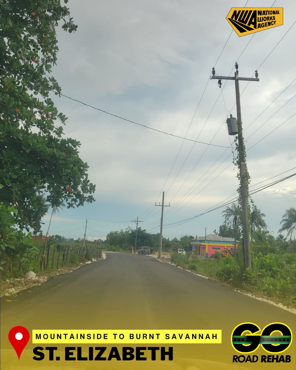 NWA_JA's tweet photo. St. Elizabeth is a #GO π£βοΈπ§
A controlled section of the Mountainside to Burnt Savannah in the parish is benefiting from the Graded Overlay (GO) Road Rehabilitation Programme.
#NWAUpdate
#NWAJamaica
#GOJamaica
#StElizabeth https://t.co/6W3xJQMRiU