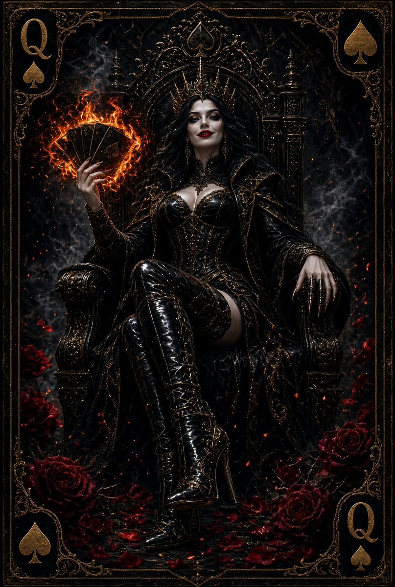cw72119's tweet photo. She doesn't play the hand,
she is the hand!
#QueenofSpades #DarkQueen
#GothicQueen #ThroneQueen
#GothicArt #AIArt #Fantasyart https://t.co/4i7pgFhTS1