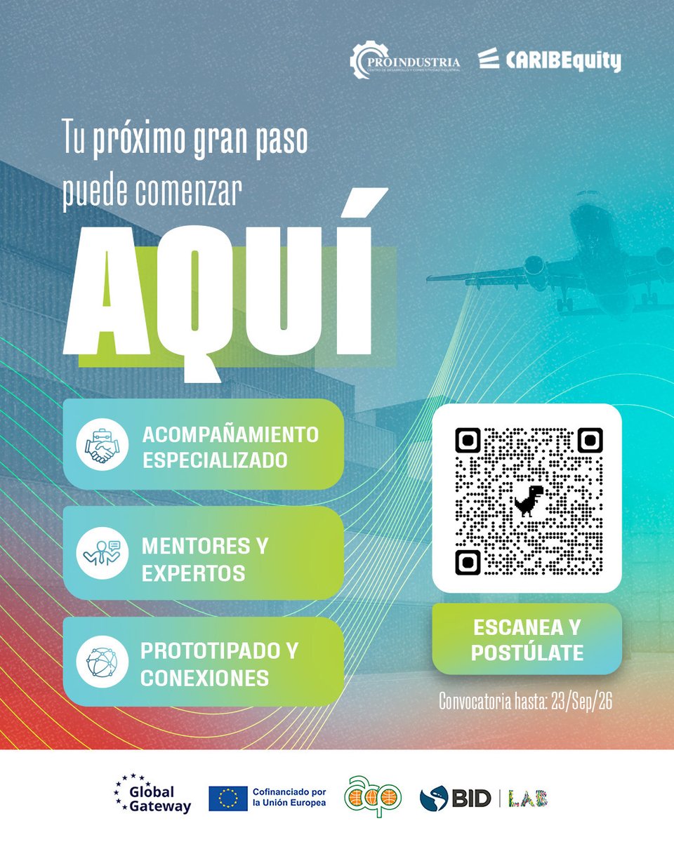 ProIndustriaRD's tweet photo. 📣¿Tienes un proyecto innovador?

El programa CARIBEquity es una iniciativa de nuestra institución, junto a BID Lab y la Unión Europea, creada para impulsar emprendimientos manufactureros innovadores en la República Dominicana #CARIBEquity #ProindustriaRD https://t.co/D6COBxM8ih